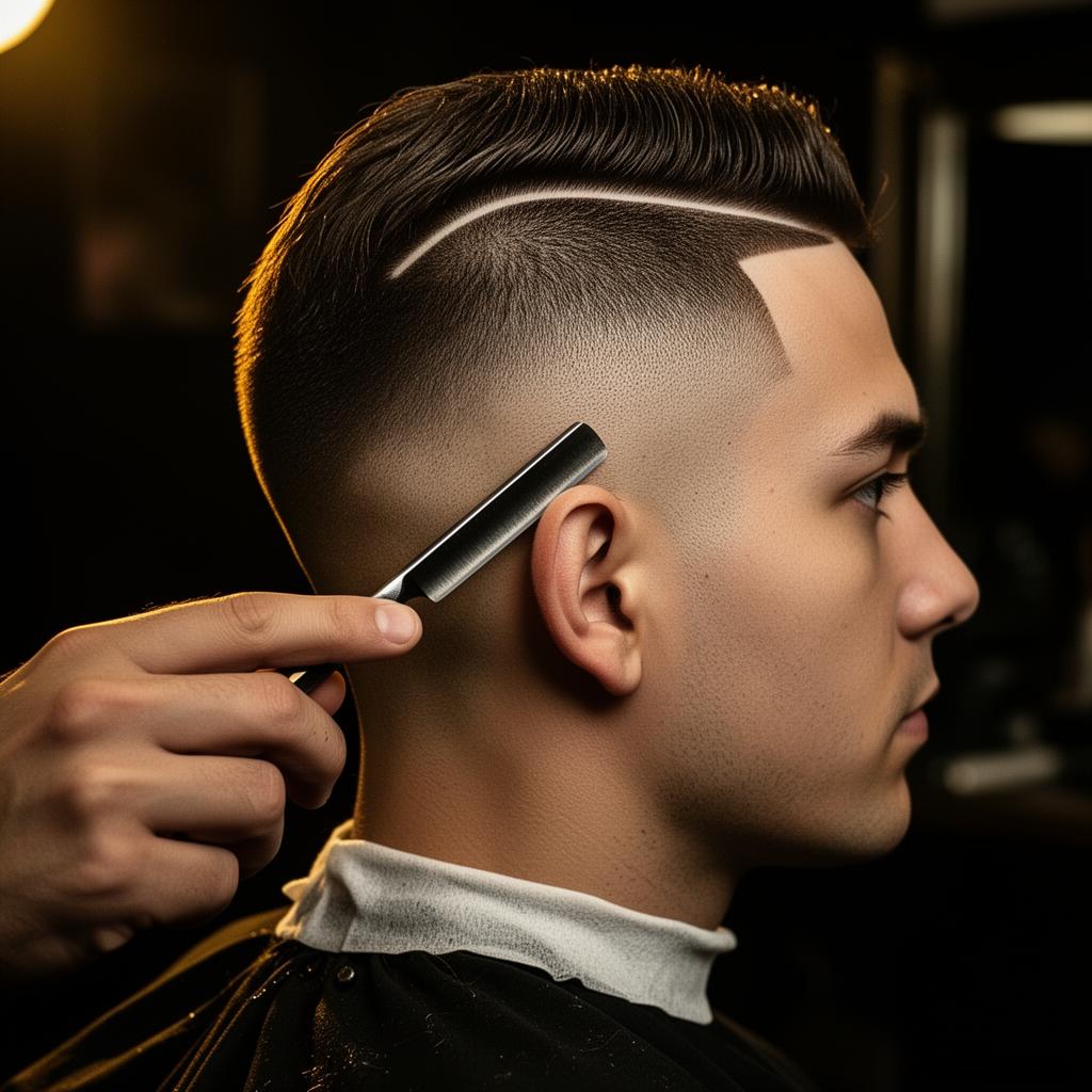 Crisp lineup and temple fade with razor edge